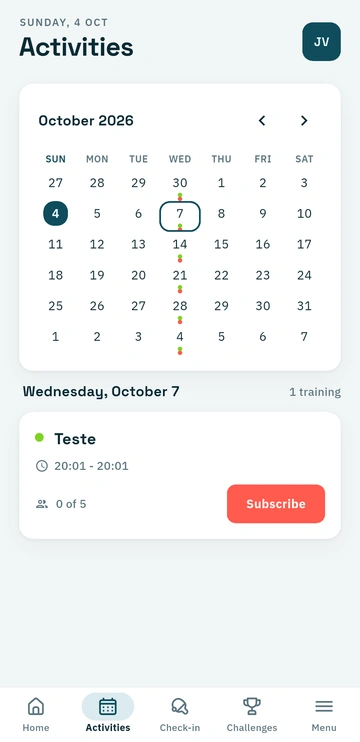 HelloTableTennis: mobile screen 2