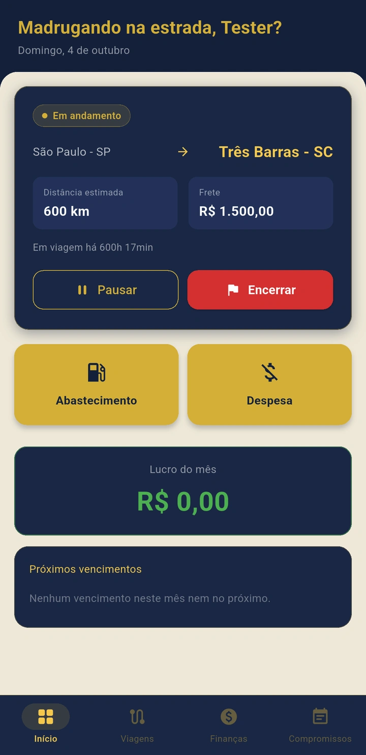 Parceiro de Estrada: mobile screen 1